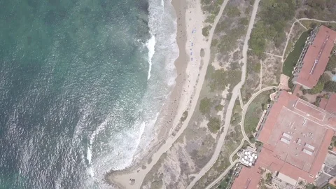 Aerial View Of Waves Crashing On Beach In Real Time, 4K Drone Footage Stock Footage 92925937