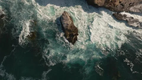 Aerial view of waves crashing at La Jolla Cove, United States. Stock Footage 335307797