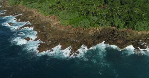 Aerial view of the waves off the ocean coast. Stock Footage 120693280