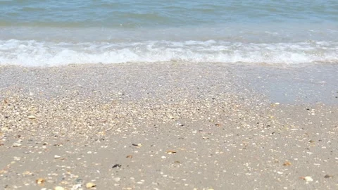 Aerial view of waves rolling on the shoreline, Caspian Sea. Stock Footage 248069730