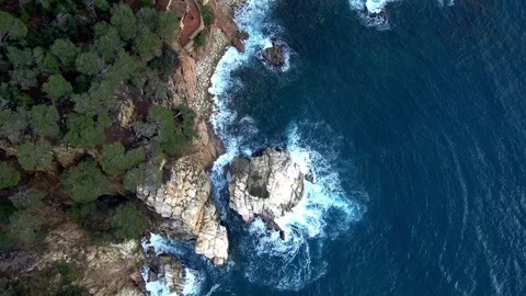 Aerial view of the waves of the sea Stock Footage 87220794