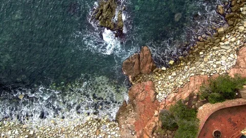 Aerial view of the waves of the sea Stock Footage 87221184