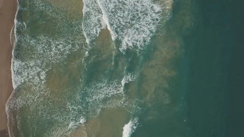 Aerial view of waves on the shore Stock Footage 88326818