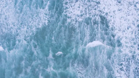 Aerial view waves splash to foaming background Stock Footage 217360583