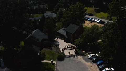 Aerial view of wedding ceremony setup Stock Footage 116586313