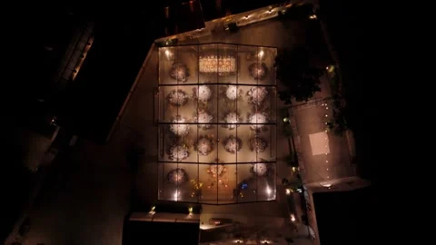 Aerial view of wedding reception in glass tent, Portugal. Stock Footage 346644700