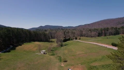 Aerial view of wedding venue in the forest Stock Footage 75028632