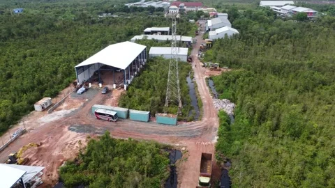 Aerial view of welding workshop for iron equipment Stock Footage 324625159