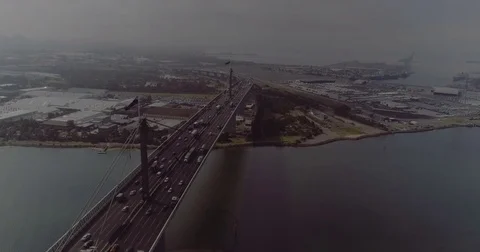 Aerial view of The West Gate Bridge. Melbourne Australia. Stock Footage 78459153