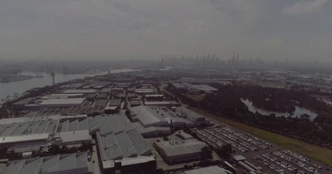 Aerial view of The West Gate Bridge and Australian flag. Melbourne Australia. Stock Footage 78459266