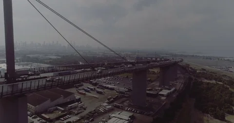 Aerial view of The West Gate Bridge. Melbourne Australia. Stock Footage 78459555