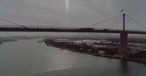 Aerial view of The West Gate Bridge Melbourne Australia. Stock Footage 78459925