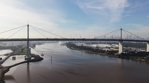 Aerial view of west gate bridge in melbourne, australia Video stock 339304721