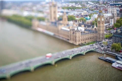 Aerial View of Westminster and the Thames at Dusk, London Stock Photos