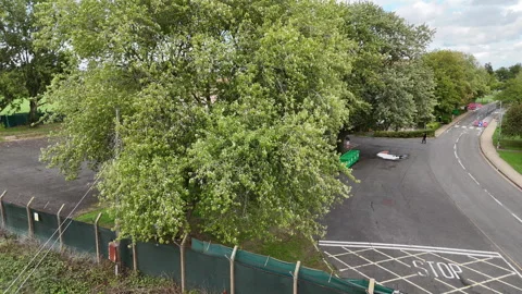 An Aerial View Of Wethersfield Asylum Seeker Camp Located At A Former RAF Base Stock Footage 346189556