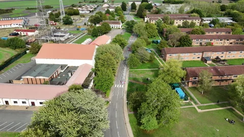 An Aerial View Of The Wethersfield Asylum Seeker Camp Located At A Former RAF Stock Footage 346252338