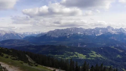 Aerial View of Wetterstein Mountain Range from the Peak of Mount Wank  Stock Footage