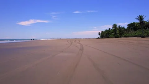 Aerial view of Whale Tail Beach in Uvita. Marino Ballena Park in Costa Rica Stock Footage 251680748