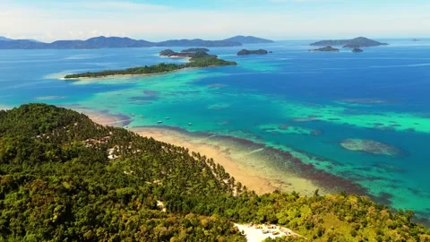 Aerial View of White Beach with German Island in the Background Stock Footage 331297219