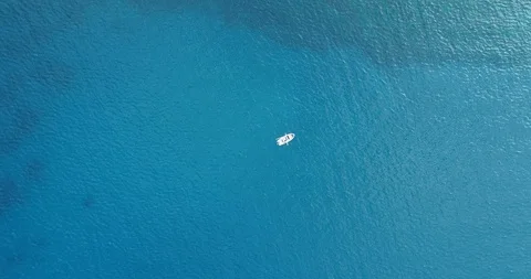 Aerial view of white Boat in the Sea. Stock Footage 123153553