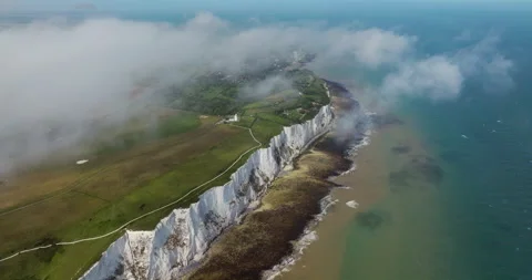 Aerial View Of White Cliffs Of Dover With Cloud Formations Above In Kent Stock Footage 315222995