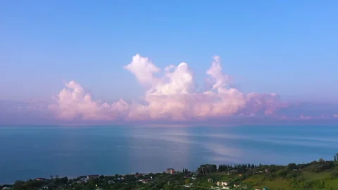 Aerial view white clouds in blue sky. Top view. View from drone. Aerial bird's Stock Footage 142571499