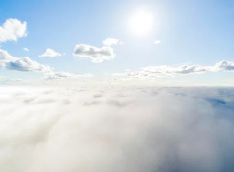 Aerial view White clouds in blue sky. Top view. View from drone. Aerial bird' Stock Photos
