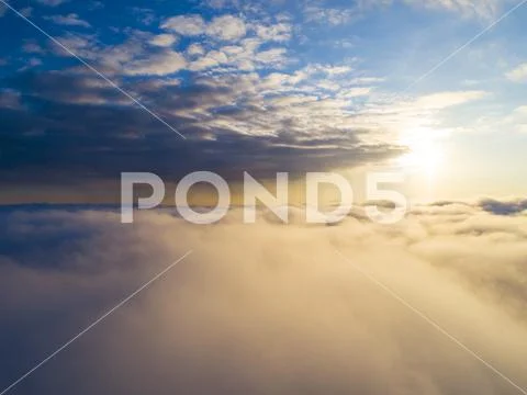 Aerial view White clouds in blue sky. Top view. View from drone. Aerial ...