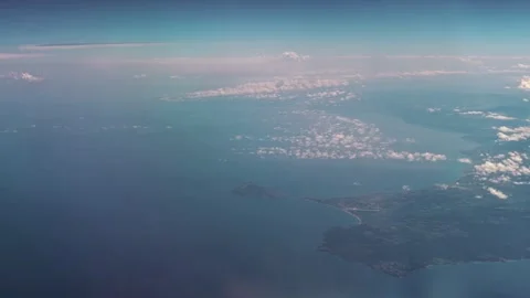 Aerial view White clouds over the mountain range along the sea coast of Turkey Stock-Footage 277420098