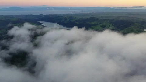 Aerial View of White Clouds in San Francisco Bay Area Stock Footage 106149740