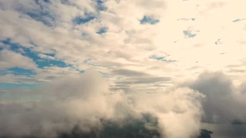 Aerial view white clouds in the sky in motion. Stock Footage 139125999