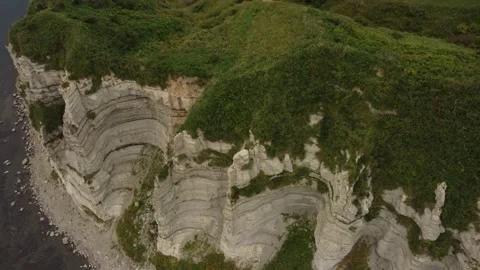 Aerial view of the white columnar joint cape and coastline. Video stock 160403197