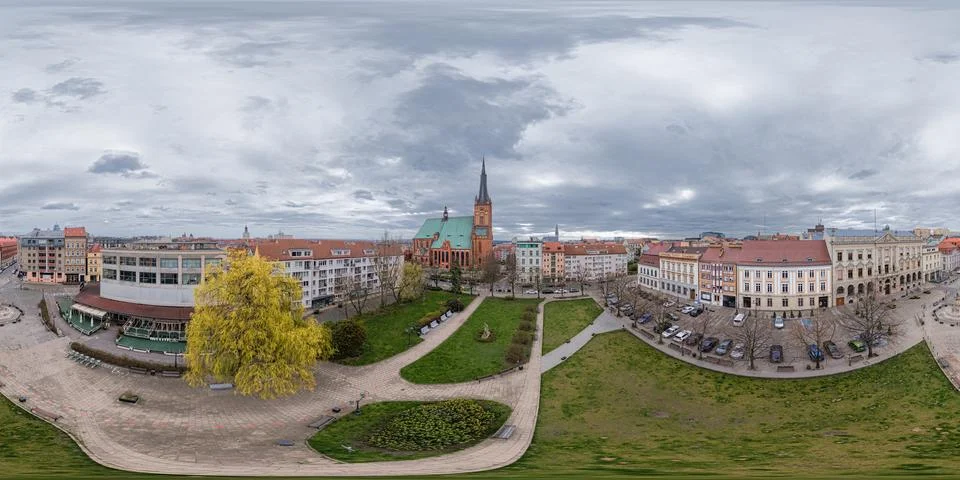 Aerial view of the White Eagle Square in Stettin Stock Photos