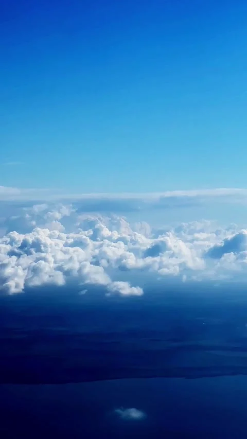 Aerial View White Fluffy Clouds Blue Sky Stock Footage 317629059