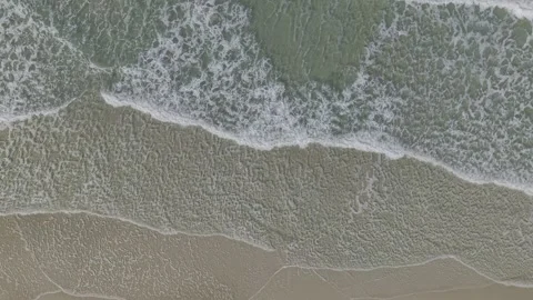 Aerial view white sea and beach wave turquoise water summer Stock Footage 341098341