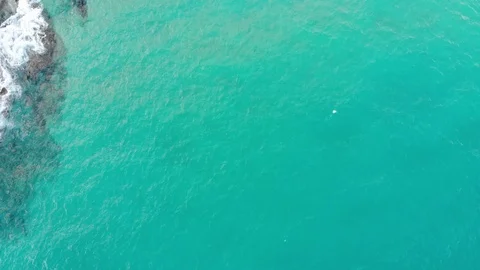 Aerial view white snad beach sea wave serenity summer vacation Stock Footage 112613573