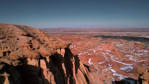 Aerial View Of White Stupa Cliffs In Gobi Desert Mongolia Stock Footage 333527963
