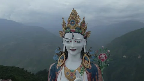 Aerial View of White Tara Statue in Tawang, Arunachal Pradesh 動画素材 339644083