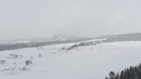 Aerial view of a wide area covered with fresh snow. Hokkaido, Japan Stock Footage 201284927
