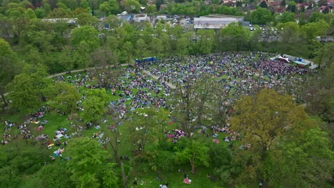 Aerial view of Wilhelm Külz Park , Leipzig , Germany Stock Footage 241159619