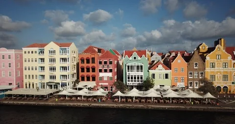 Aerial view of Willemstad city Curacao Stock Footage