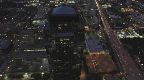 Aerial night view of the Houston Galleria area and Williams Tower.