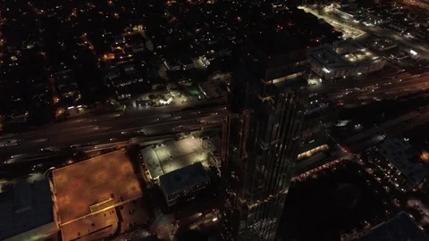 Aerial night view of the Houston Galleria area and Williams Tower.