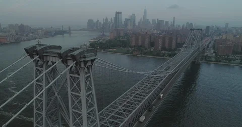 Aerial view of Williamsburg Bridge. New ... | Stock Video | Pond5