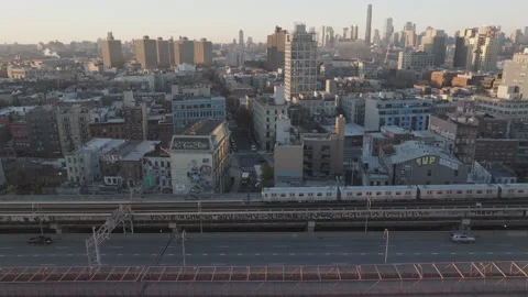 Aerial view of Williamsburg, Brooklyn Stock Footage 296768069