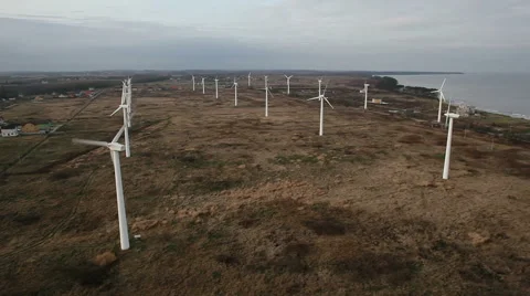 An aerial view of a wind farm Video stock 49614042
