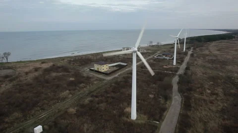 An aerial view of a wind farm Video stock 49614580