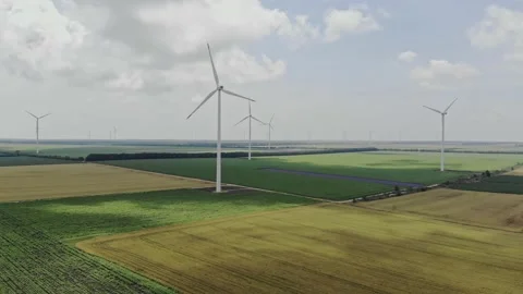 Aerial view of a wind farm. Stock Footage 160195691