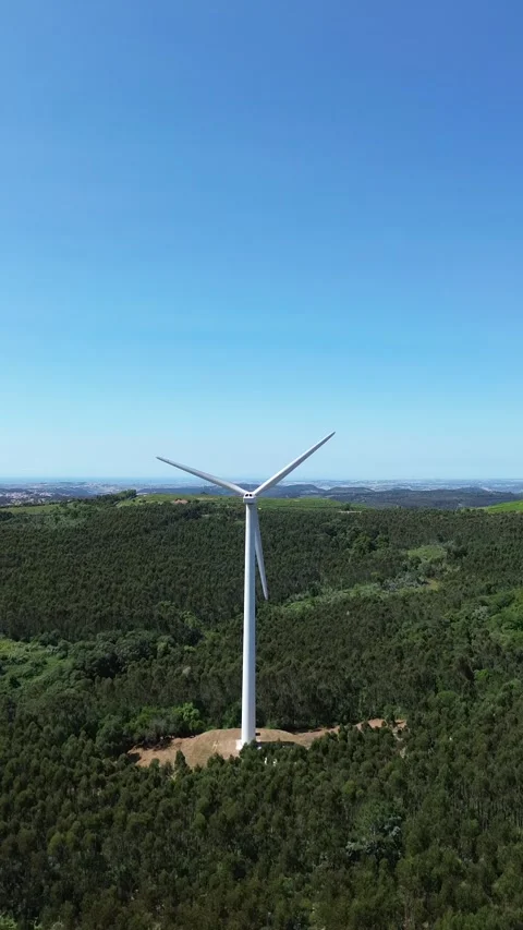 Aerial view | wind generation system and beautiful landscape Stock Footage 311056475