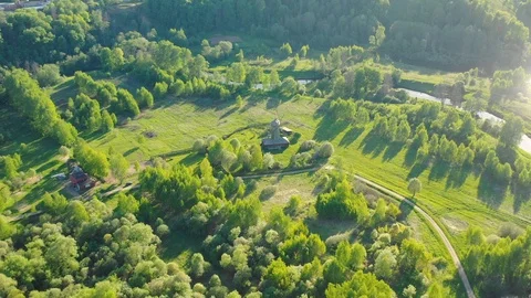 Aerial view of the wind mill in the forest Video stock 108283132